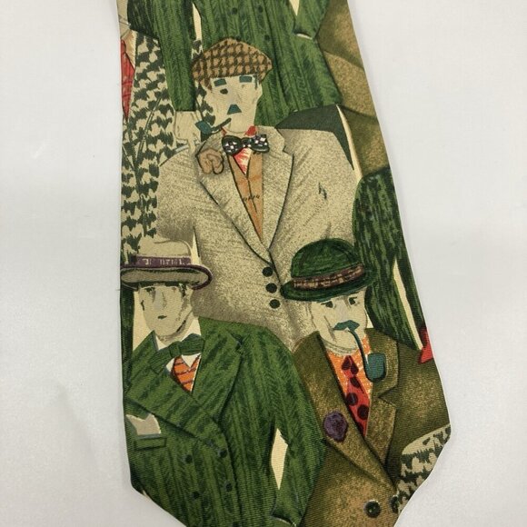 Boss by Hugo Boss Silk Neck Tie Mens Green Made in Italy - Picture 3 of 7